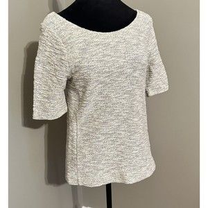 Banana Republic Textured Beige White  Tweed Career Top  Shirt Women’s Small C7